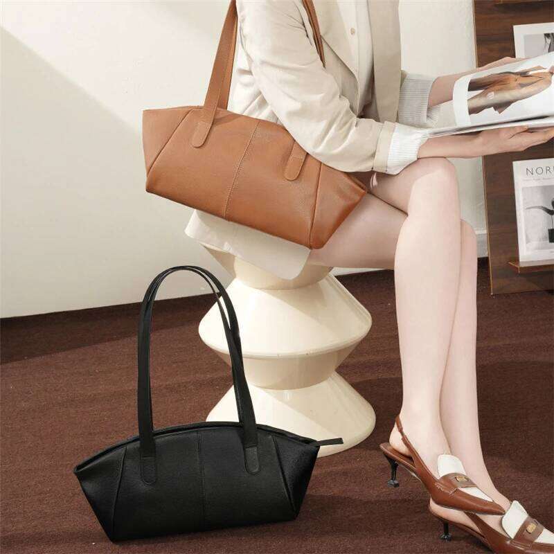 Hifashion 100% Real Genuine Leather Large Tote Shoulder Bags For Women 2025 Designer Trapeze Shopper Work Ladies Handbags