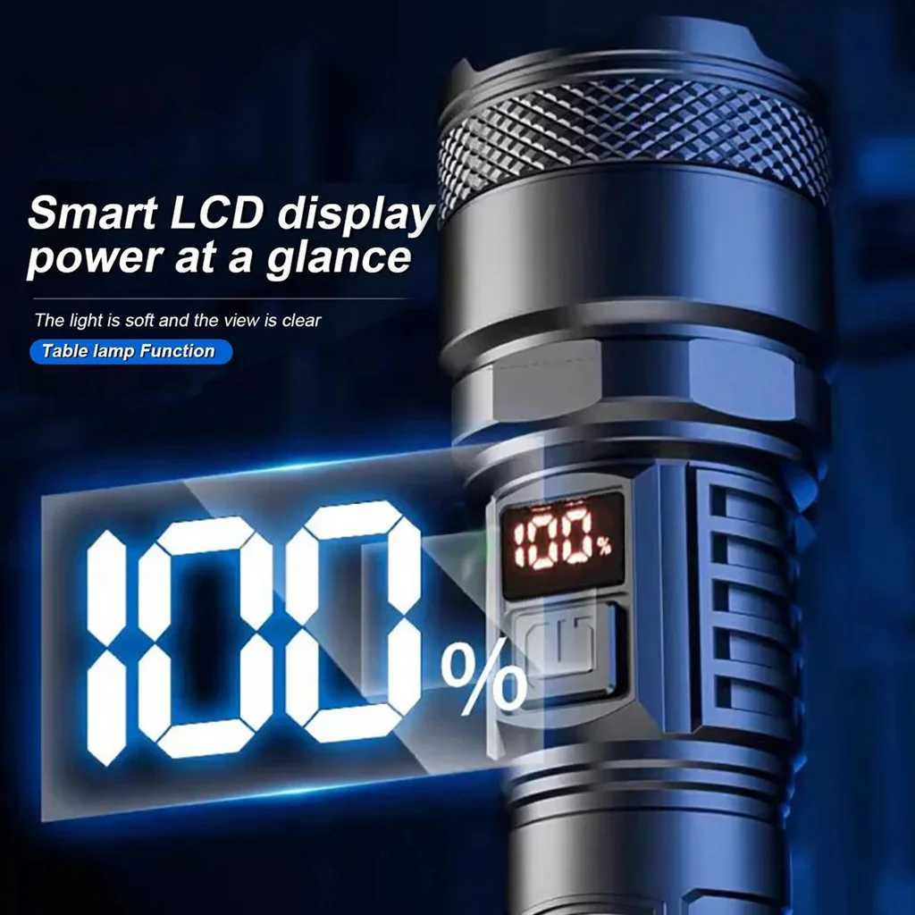 High Power Long-range Lantern Super Bright LED Flashlight USB Rechargeable Tactical Torch With Sidelight Lamp Waterproof Outdoor XJ250529