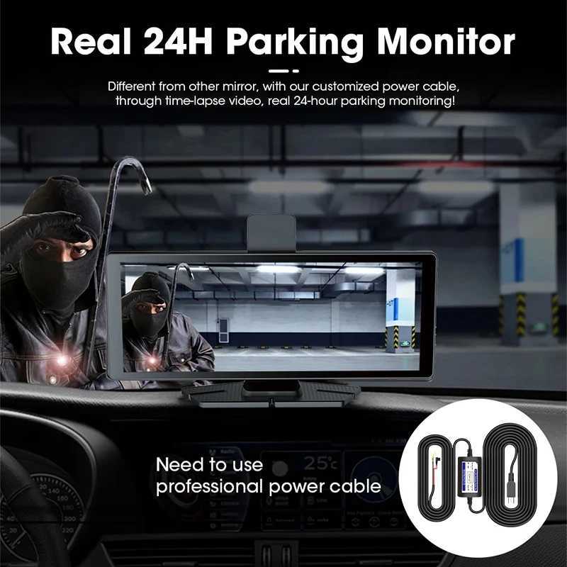 Car dvr Inch 4K 1080P GPS WIFI Dashcam Auto Carplay Car dvr Android Bluetooth FM Aux Connectivity UHD Night Vision Black Box R250529