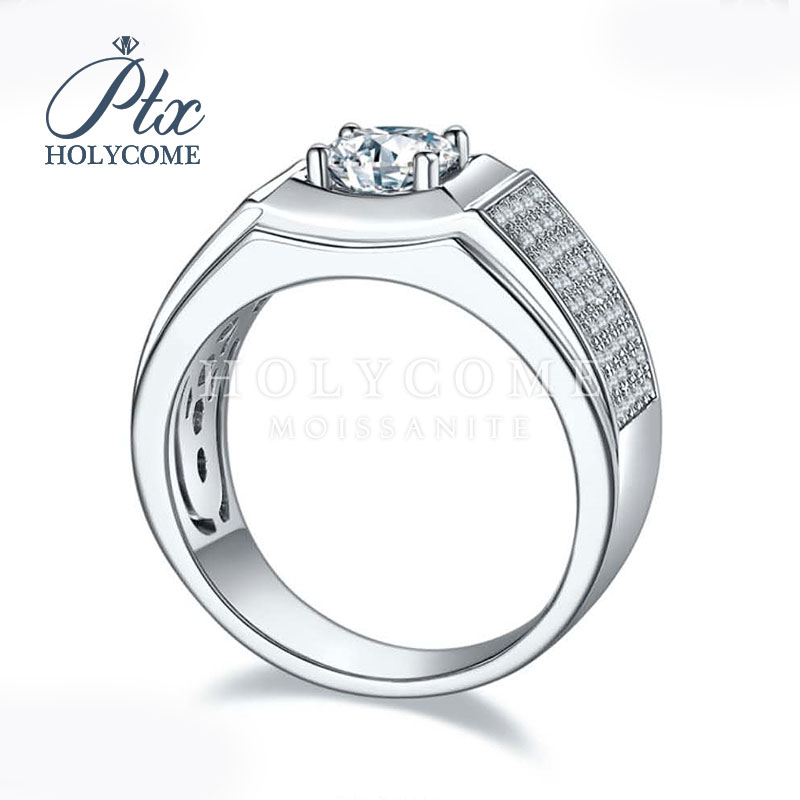 Fine Jewelry Sample Men Couple Ring 14K White Gold Plated Ice Out Vvs Moissanite 925 Sterling Silver Engagement Diamond Rings for Wedding Party