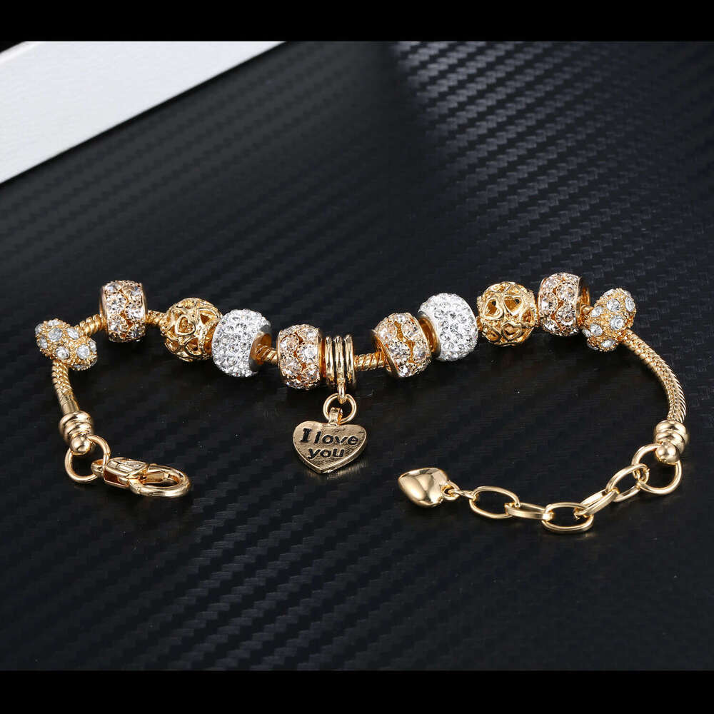 New KC Gold Pan Style Alloy Large Hole Bead Bracelet Hot Selling Jewelry