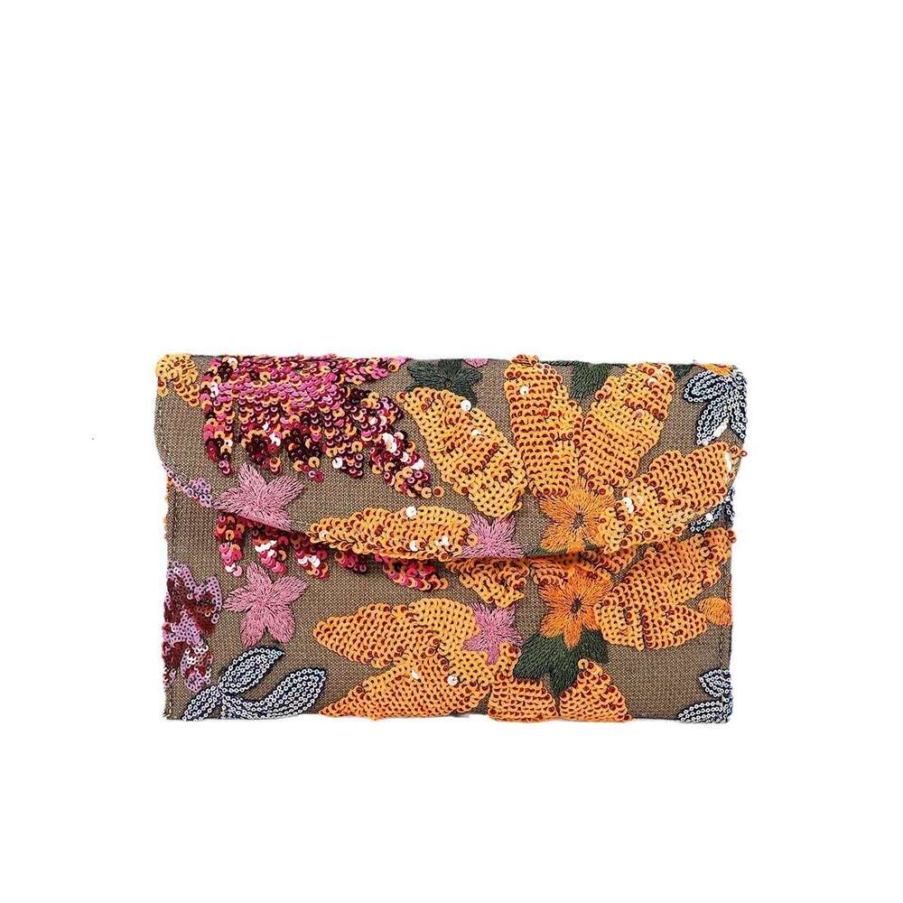 Small female handbag letter wrapping woven bag summer new style high-end sequin embroidery grass weaving