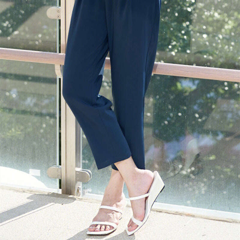 French Style Summer One Strap High Half Mules Niche Design Wedge Thick Heel Square Toe Sandals Women's Shoes