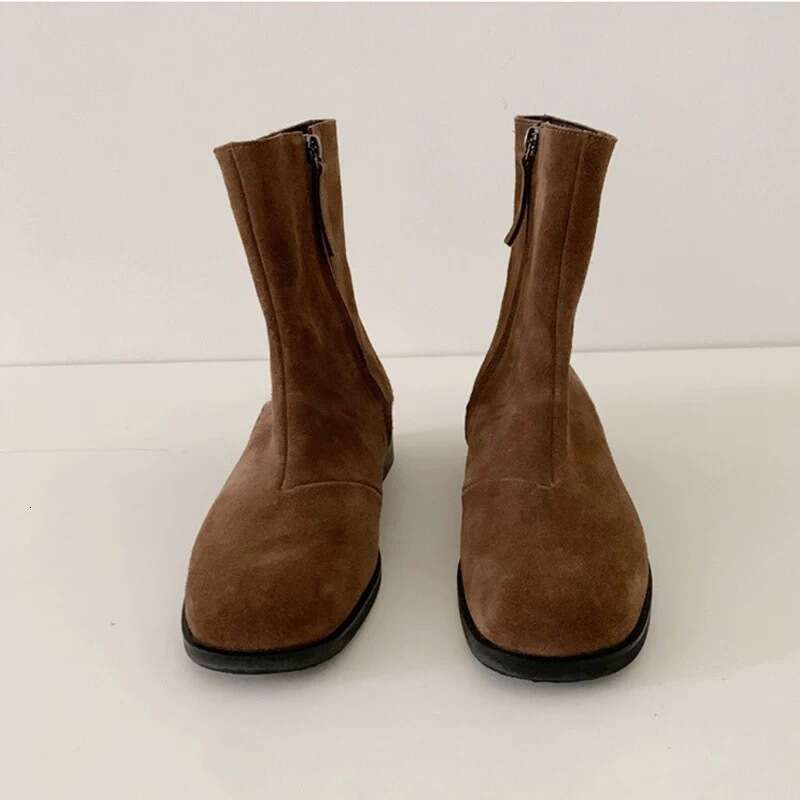 Niche Suede Detachable Two-Way Thick Heel Martin Long Women Autumn Winter Fleece Lined Riding Short Boots