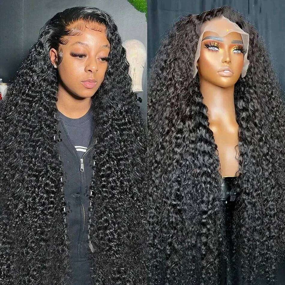 250 Density Water Curly 13x6 Deep Wave HD Transparent Frontal Human Hair Wigs 30 40 Inch 13x4 Lace Front Wig Brazilian