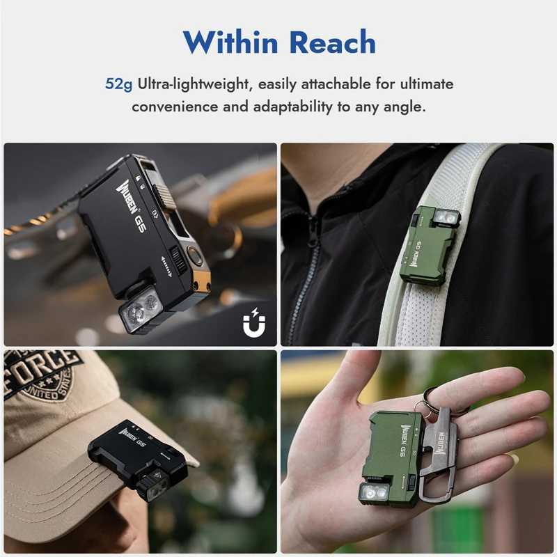 WUBEN G5 EDC Flashlight 400 Lumens Portable Pocket Mini Light Waterproof Torch 180 Rotating Head With Magnetic Tail For OutdoorXJ250529
