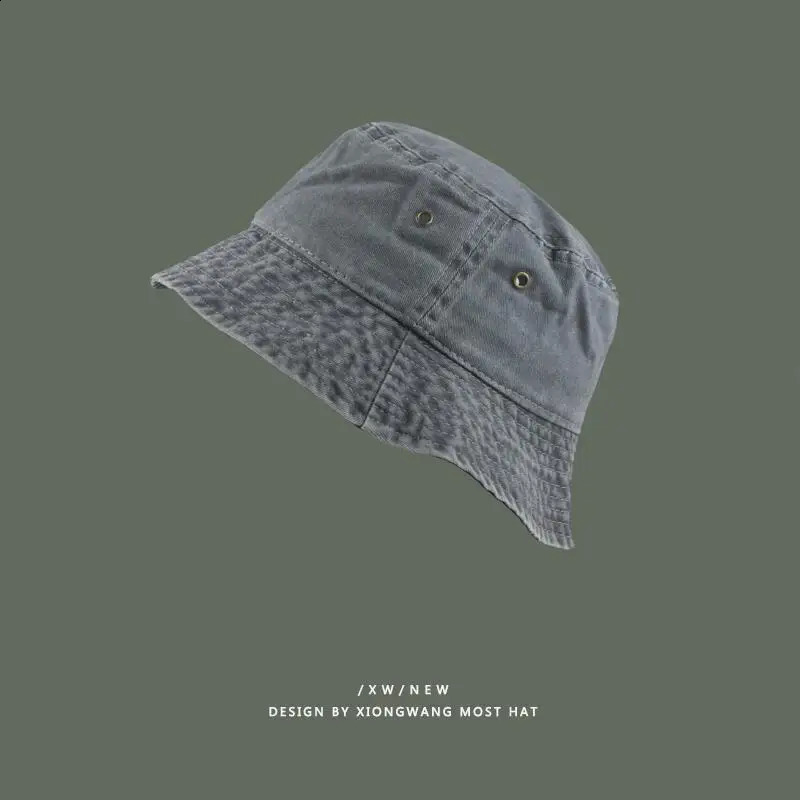 Fashion Women Men Washed Denim Solid Vintag Bucket Hats Lady Male Spring Summer Autumn Panama Fisherman Cap Hat For Women Men 250523