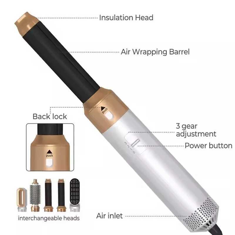 Professional Air Hair Styler 5 In 1 Hair Dryer Hair Curling Straightening Hair Drying 1000W Hot Air BrushesXJ250528