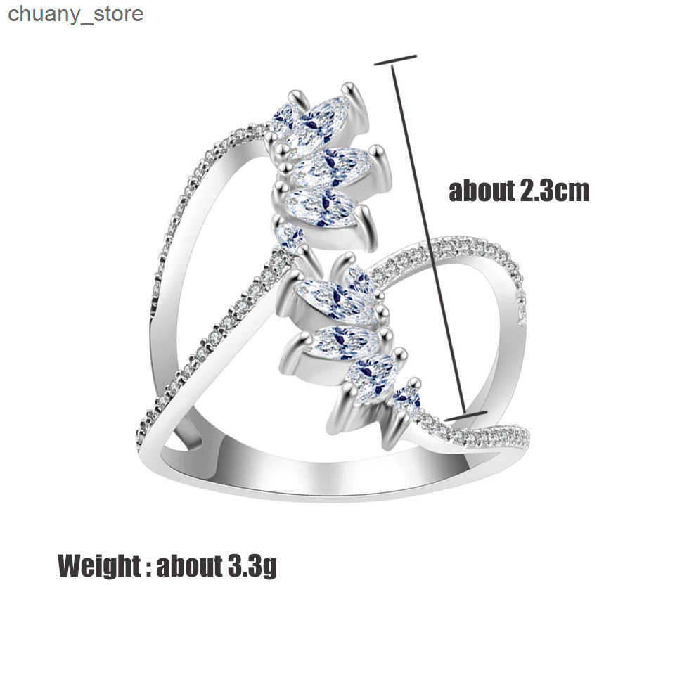 ZAKOL Cute White Geometric Zirconia Leaf Open Adjustable Rings for Women Party Jewelry 2023 New z25052965H9