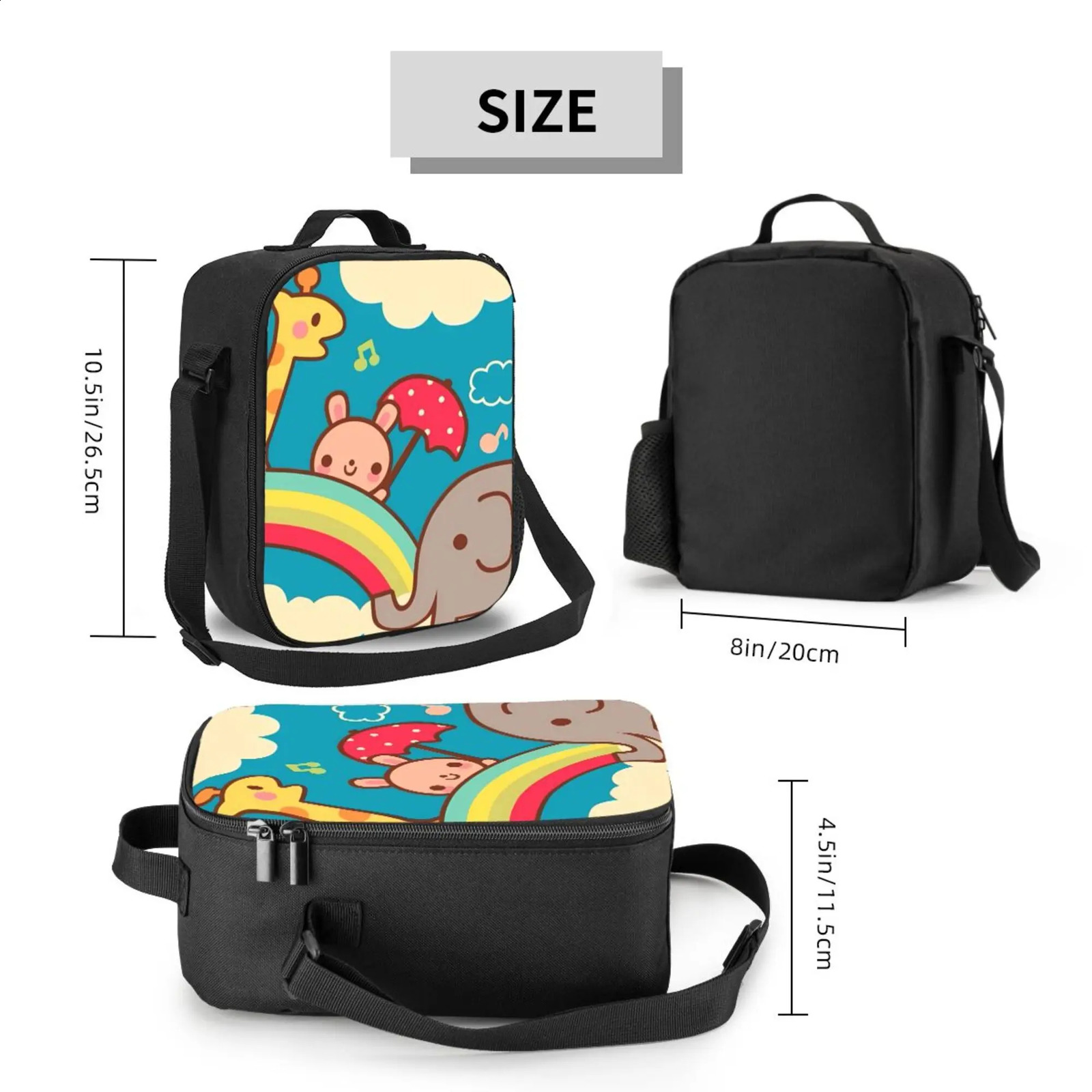 1pc Cute Rabbit Elephant Safari n Insulated Lunch Bag Waterproof Polyester Perfect for Camping Picnics 250528