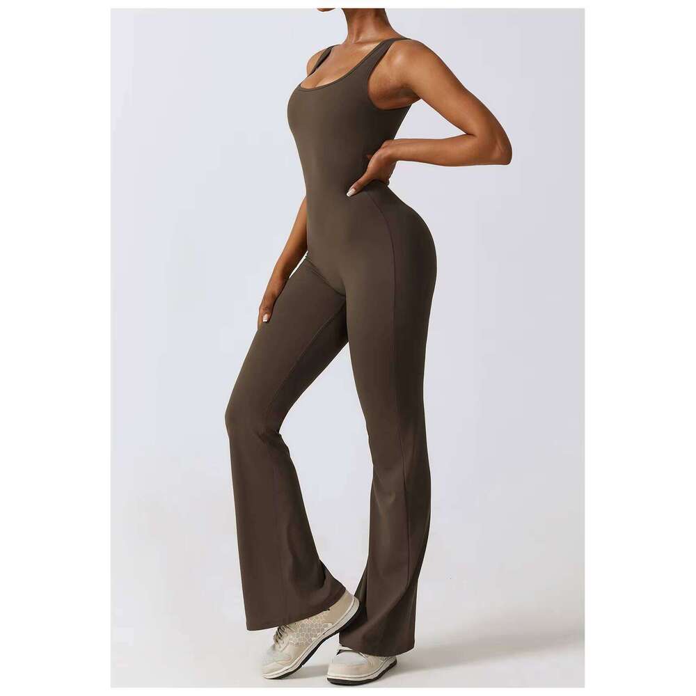 Hollow Out Beauty Back Women Tight Peach Butt Running Fitness Yoga Bodysuit Jumpsuit