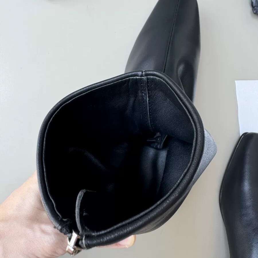French Minimalist Style Short Slim Women 2024 Fleece Lined Back Zipper Square Toe Versatile Low Heel Martin Boots