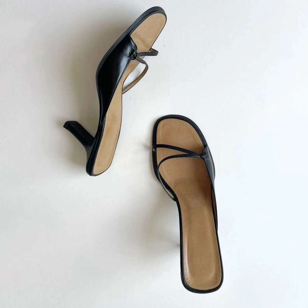 Sheepskin Version ~ Minimalist Niche Style Thin Strap High Heel Open Toe One-Strap for Women Outdoor 2025 Summer Sandals