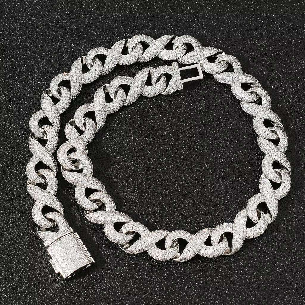Wholesale Mens Fashion Jewelry Chains Personalized Iced out Hip Hop Cuban Link Gold Plated Brass Mossanite Style with clasp