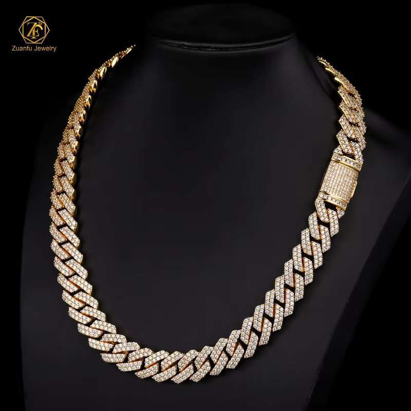 Custom Wholesale Hip Hop Necklace 925 Sterling Silver 8MM 10MM 12MM Iced Out VVS Moissanite Cuban Link Chain Mossanite Jewelry