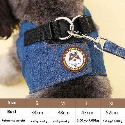 Pet Supplies Vest-Style Denim Leash Walking Rope Dog Chain Teddy Chest Harness