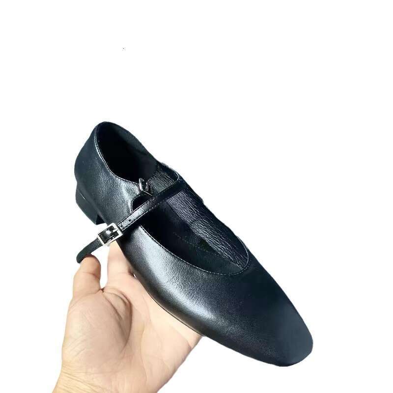 Genuine Leather Square Toe Strap Mary Jane for Women, Summer and Autumn New Versatile Chunky Heel Shallow Mouth Granny Shoes