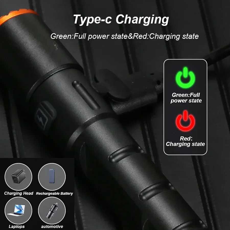 Powerful 2000LM Mini Flashlight USB Charging Zoom Flashlight with Clip Magnetic Pocket Torch for Camping Hiking Emergency LightXJ250529