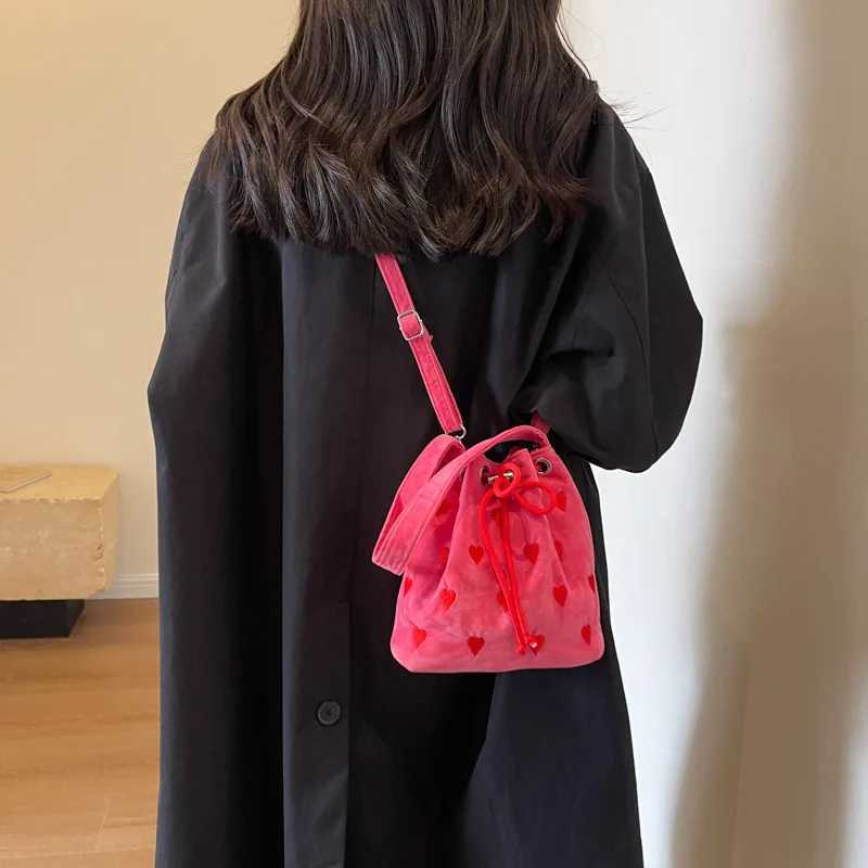 Children Messenger Bag Embroidered Drawstring Pink Purses and Handbags Crossbody Bag for Women Textured Bucket Bags Bolsa XJ2520528
