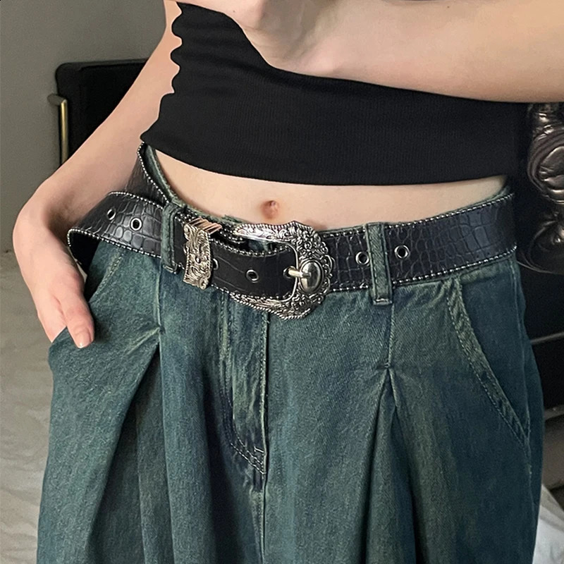 Unisex Jeans Belt Goth Y2k er Belts For Women High Quality Black Punk Accessory 3.8cm Waistband Men Belt Boho 250523