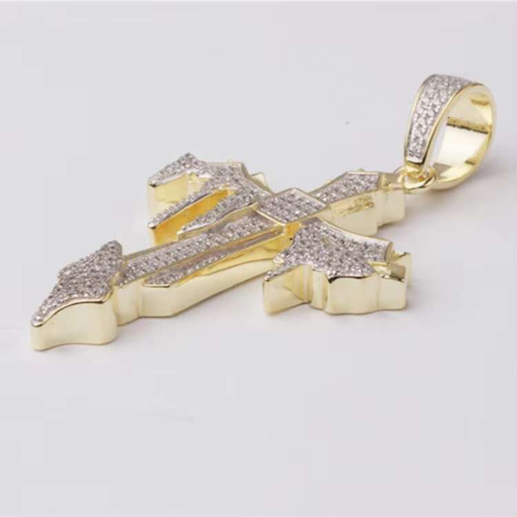 Top Selling 925 Sterling Silver Iced Out Diamond Tear Drop Cross Pendant for Men Handmade Gothic Mens Moissanite Pendant