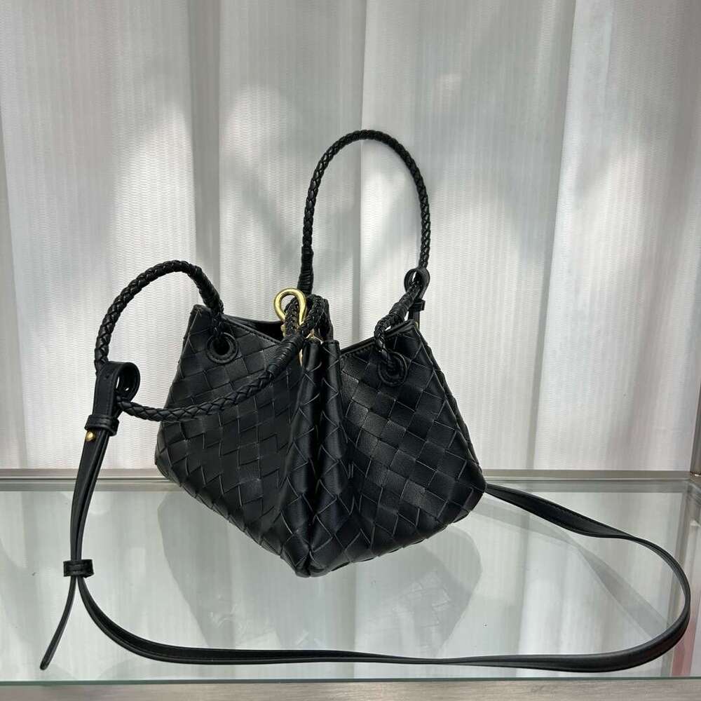 Tote Bag Braided Handbag Genuine Leather Woven Parachute Small Bucket Tote Basket Handbag Shoulder Crossbody Bag For Women Shoulder Bag