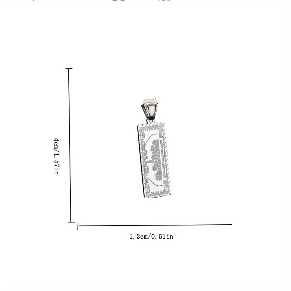 Versatile European and American Hiphop Accessories Party Personality Tycoon Small Banknote Retro Simple Pendant Mens Necklace 250519