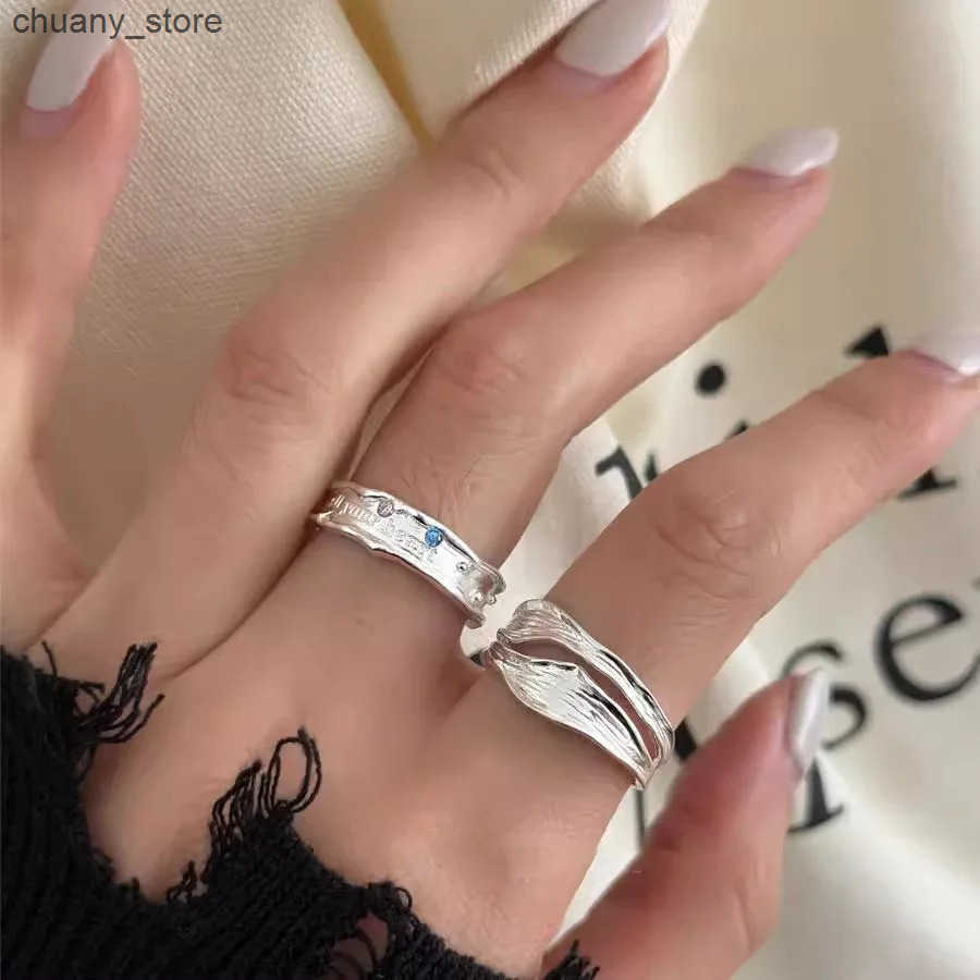 925 Sterling Silver Rings for Women Couple Minimalist Handmade Simple Letters Zircon Ring Party Jewelry Gift Prevent Allergy z250529WIDO