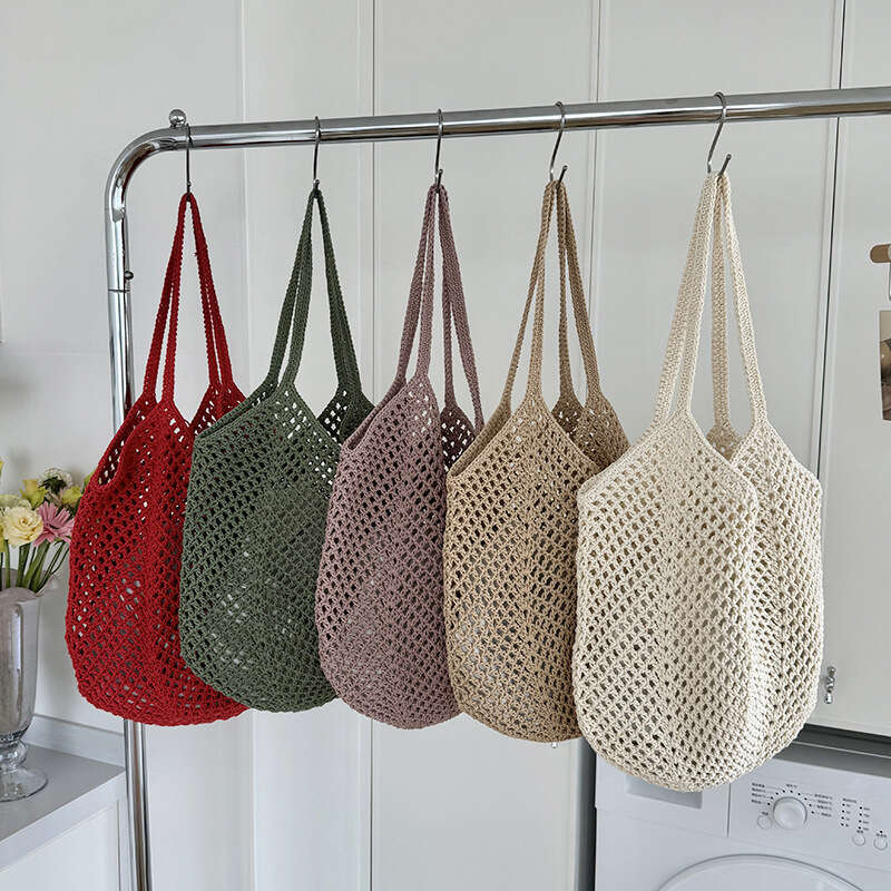 Large Capacity Hollow Cotton Rope Casual Fashion Lazy Style Vacation Shoulder Versatile Women's Commuter Bag B5