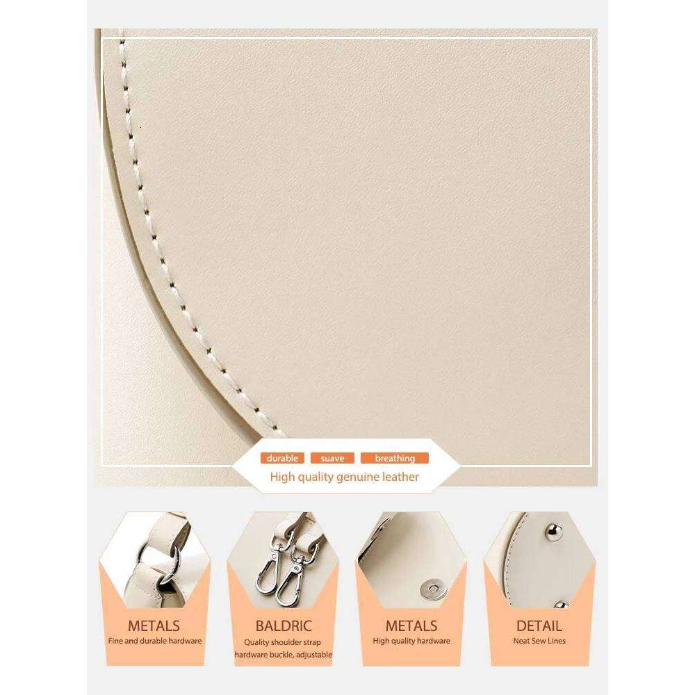 Designer Bag Zency Elegant Beige Handbag Ladies Noble Genuine Leather Shoulder Cross Body French Style Girls Small Phone Bag With Card Slot