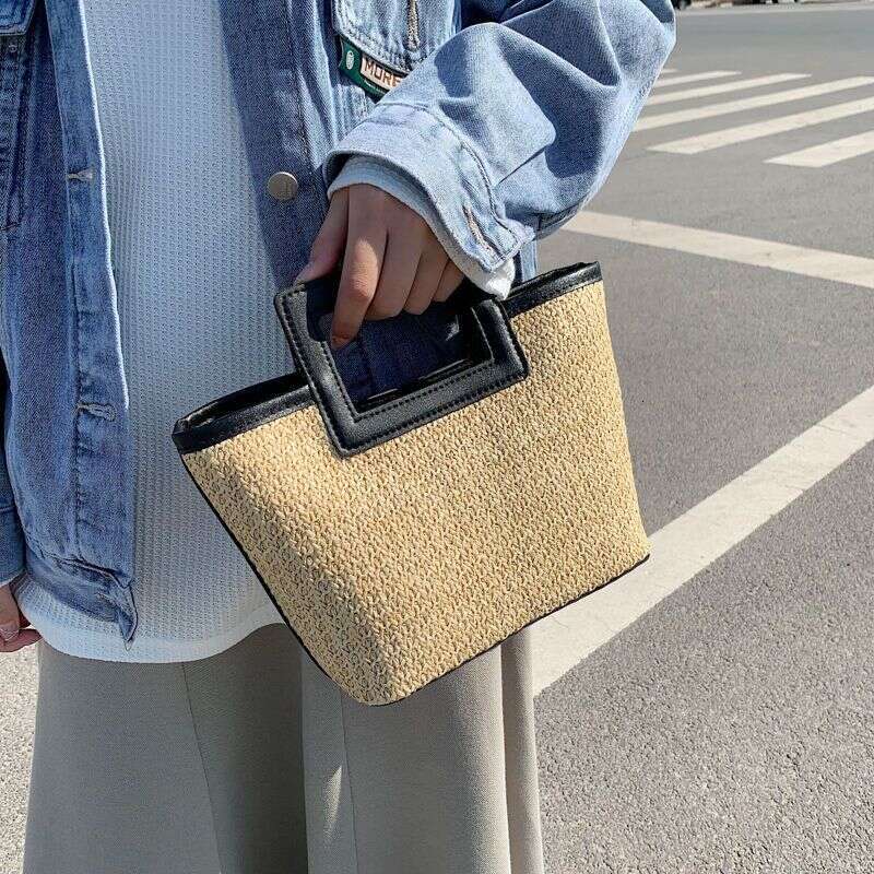 Handbag Summer New Straw Woven Basket Small Versatile Lunch Box Handheld Bag Coin Purse
