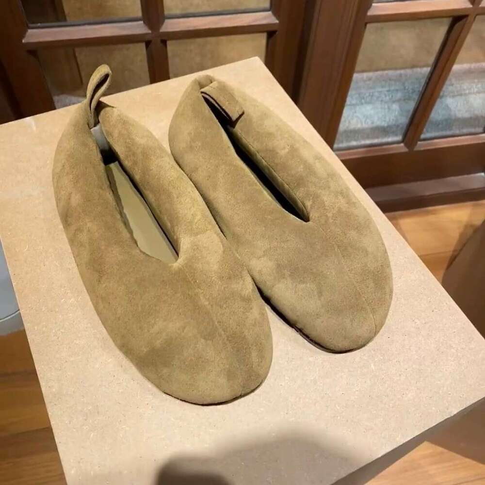 Genuine Leather Korean Style Lazy Bread Round Toe Single Women 2025 New Spring Fashion Ballet Flat Shoes