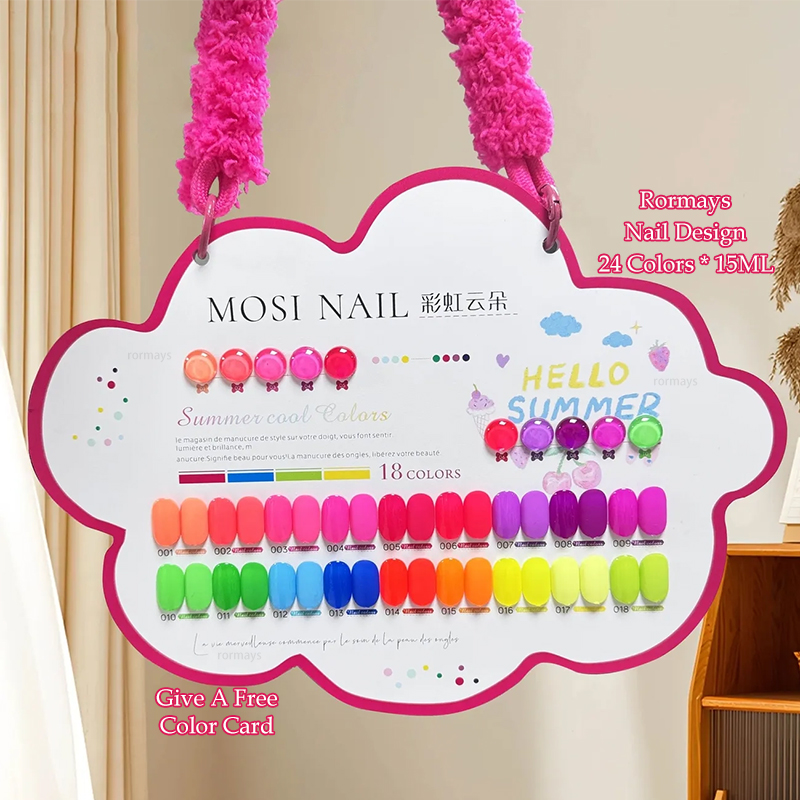 Rormays rainbow color gel polishing 18PCS mixed varnish semi permanent immersion fluorescent color ultraviolet LED primer salon Primer wholesale facto