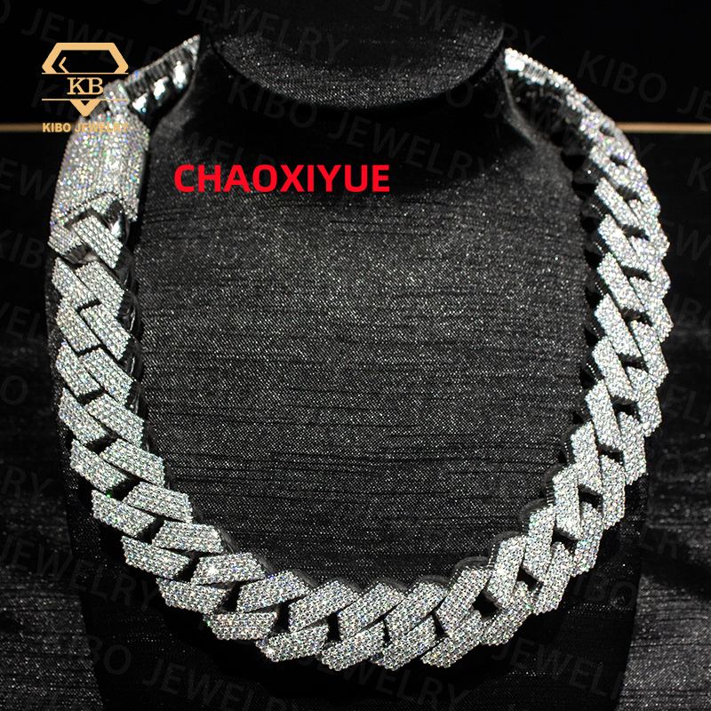 Hip Hop Huge Heavy Rapper 925 Silver Gold Plated Mossanite 20MM VVS1 LAB Grown Moissanite Diamond Iced Out Cuban Link Necklace