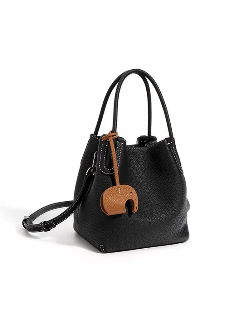 Office Women Genuine Leather Handbag Soft Single Shoulder Bucket Bag Versatile Multi Functional n Crossbody Bag 250528