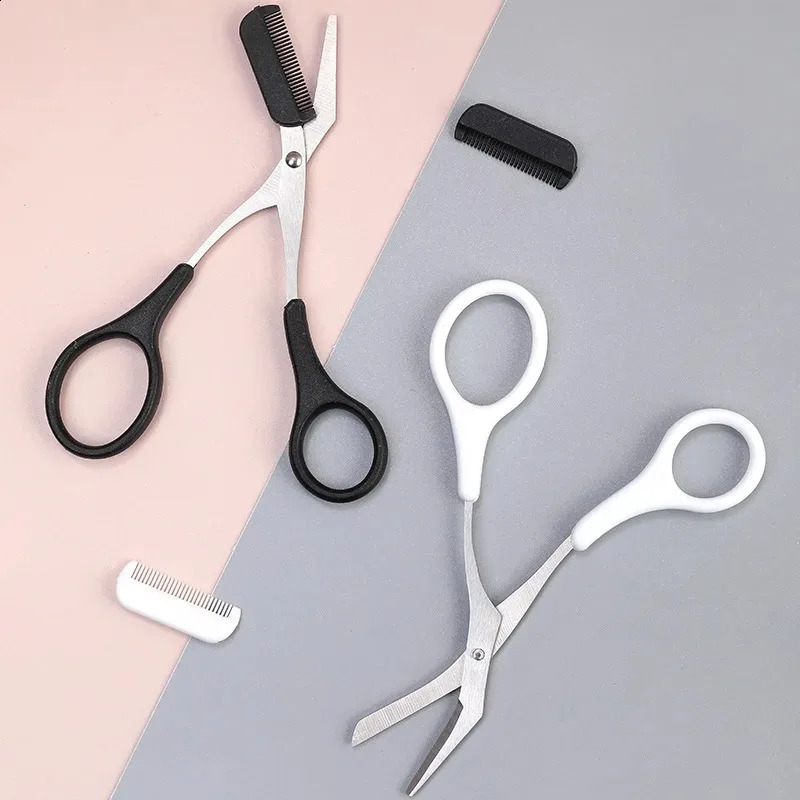1 Piece Safe Eyebrow Trimmer Stainless Steel Scissors with Comb Hair Removal Shaver Eyebrows Shaping Makeup Tool 250516