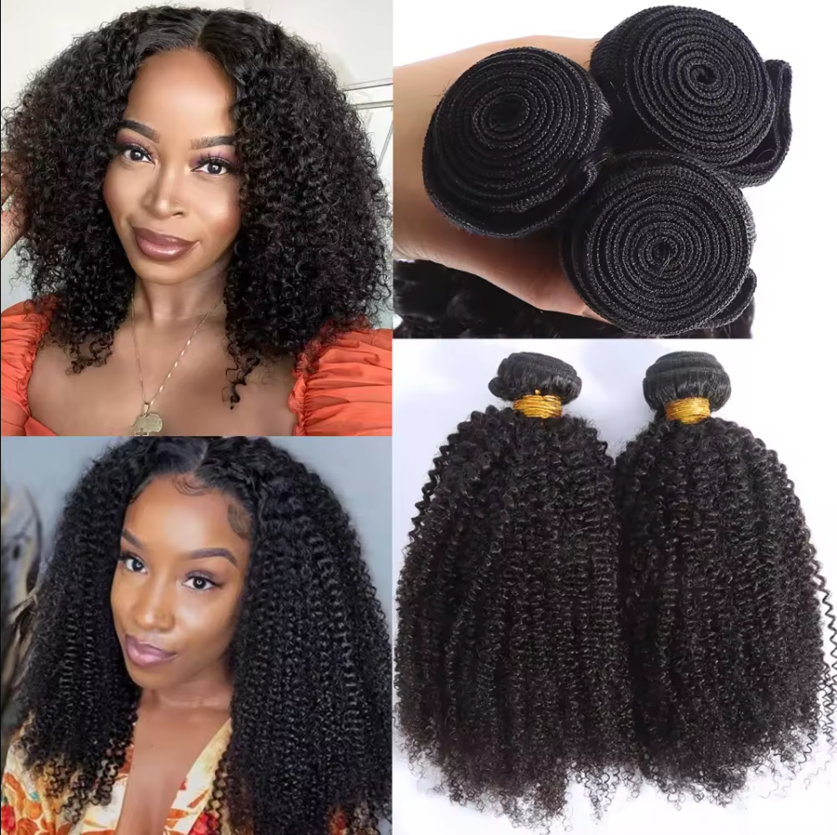 Brazilian 4C Kinky Curly Human Remy Virgin Hair Weaves Unprocessed Hair Extensions Natural Color 100g/bundle Double Wefts 3Bundles/lot