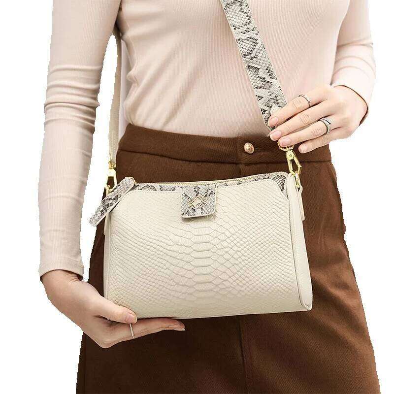 Designer Luxury ZOOLER HOT Animal Pattern Genuine Leather Women Crossbody Handmade Single Shoulder Bag Fashion Girls Purses Rice New #Yc323