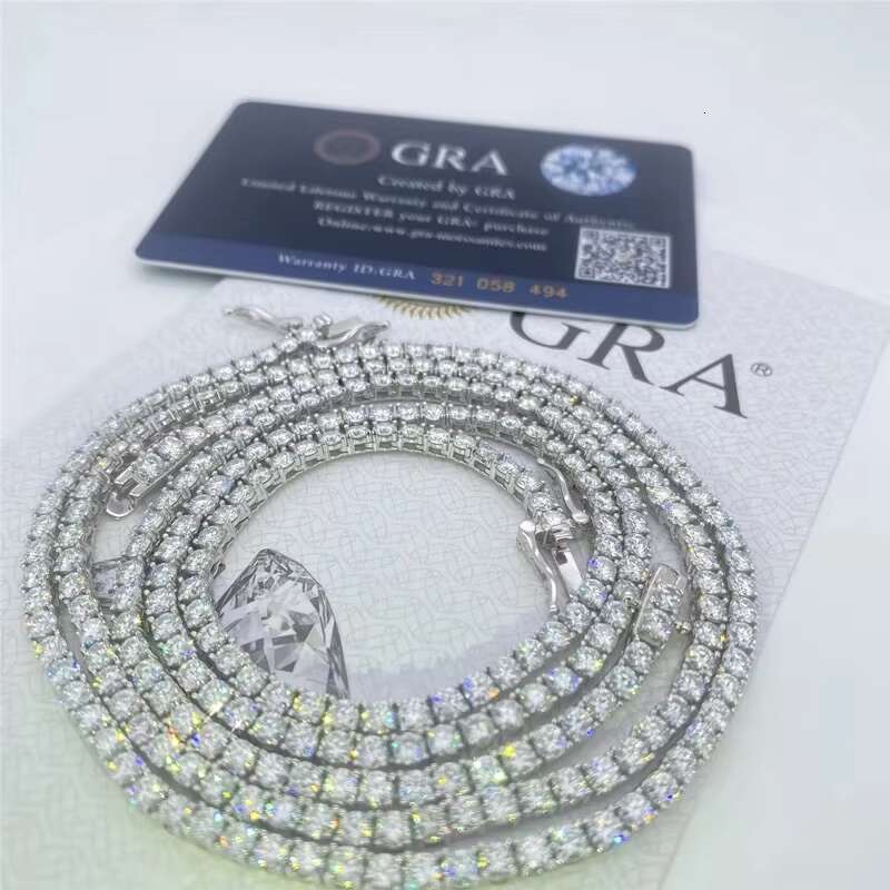 Fine Jewelry Hip Hop 925 Sterling Silver VVS Moissanite Diamond Cluster Iced Out Tennis Chain Bracelet Necklace for Men Women