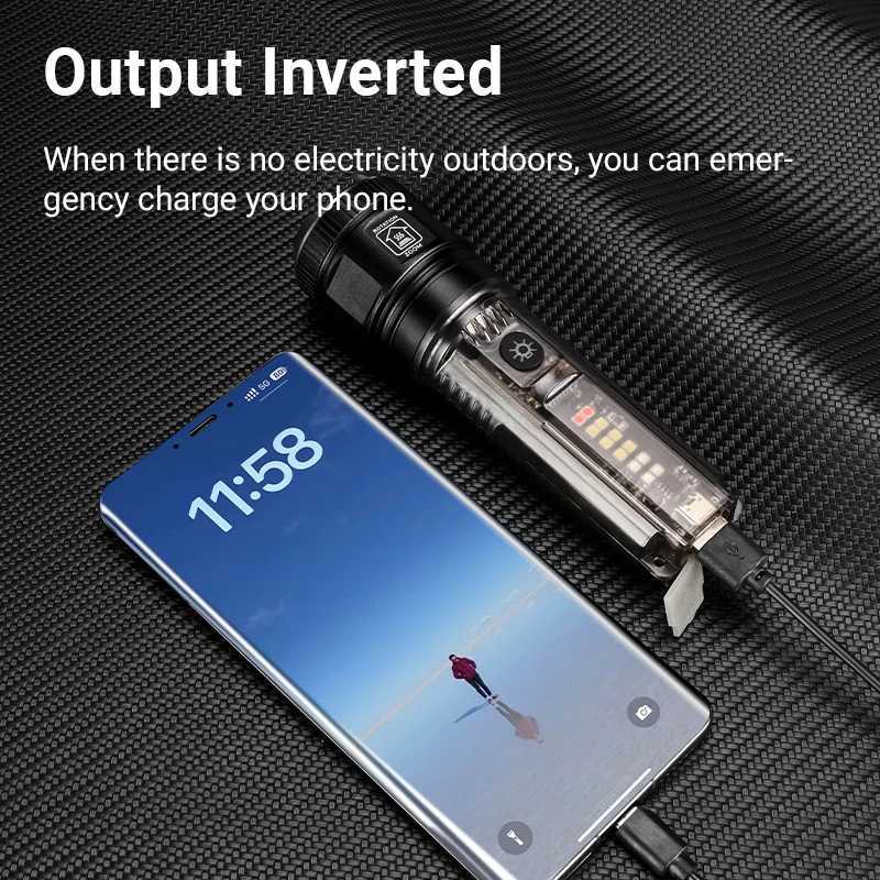 Outdoor Portable Solar Rechargeable LED Flashlights Super Bright Emergency Self Defense Hard Light Camping Zoom Hand Torch LightXJ250529