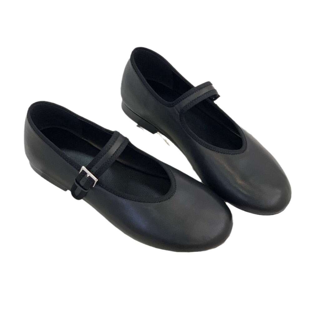 Genuine Leather Soft Surface Round Toe Flat Ballet One-Strap Mary Jane Women's Granny Single Shoes Spring Summer Style