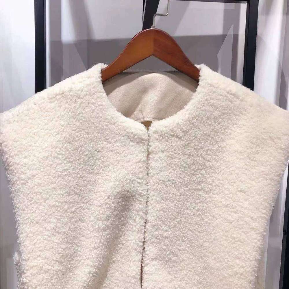 Ladies Wool Blend Sleeveless Jacket - Women Simple Style Round Neckline Vest Coat