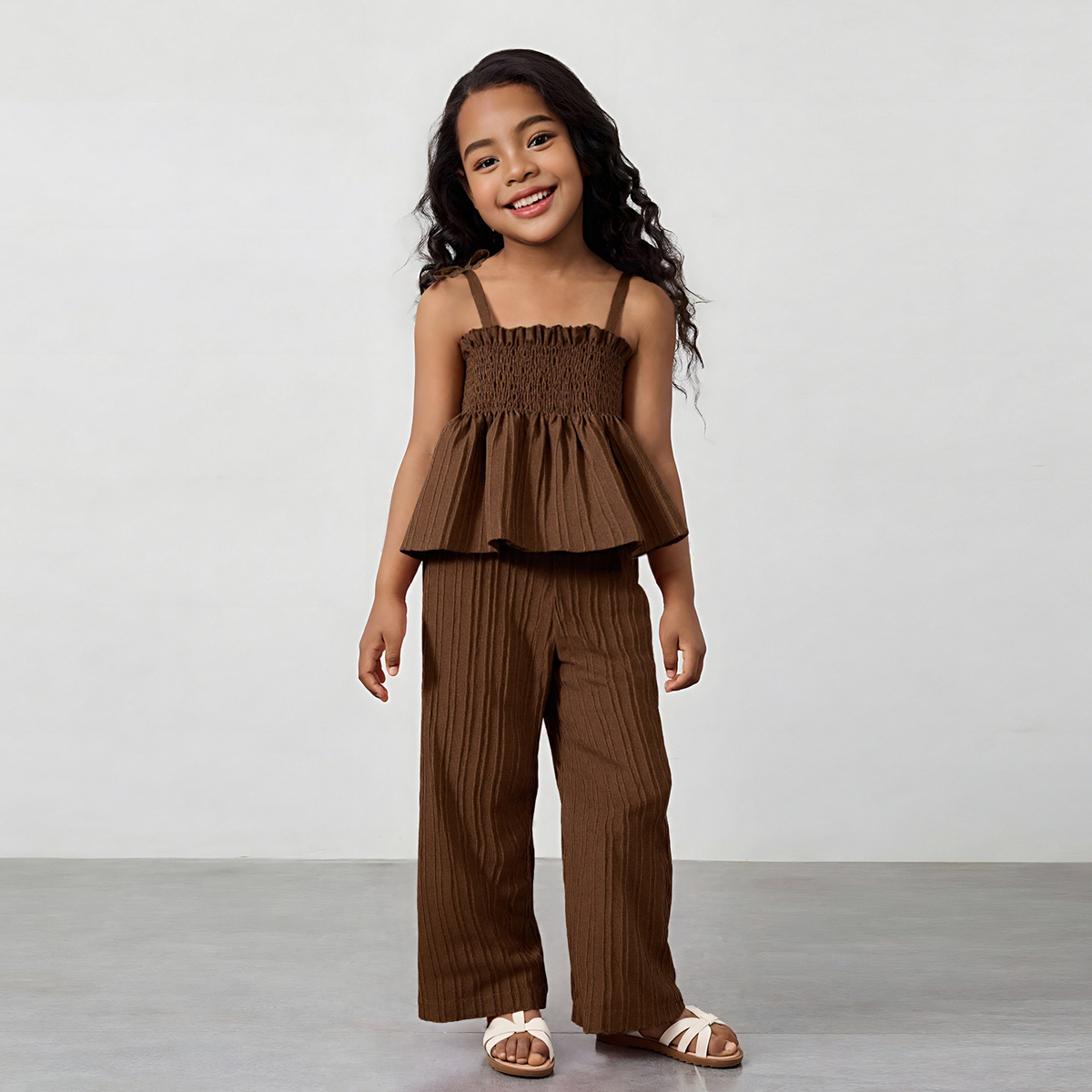 Baby girl cute and sweet casual dress with ruffled sleeves, elegant solid color dress, suitable for daily wear and outdoor activities, perfect for par