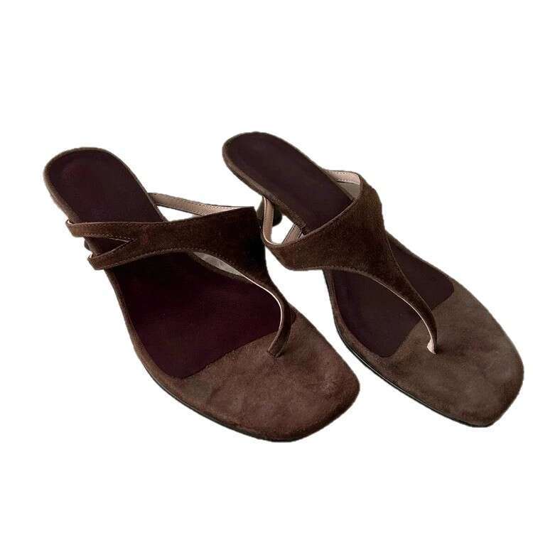 Sheepskin Version ~ French Style Elegant Thin Heel Toe Clip Sandals for Women Outdoor 2025 New Summer Versatile High Heels