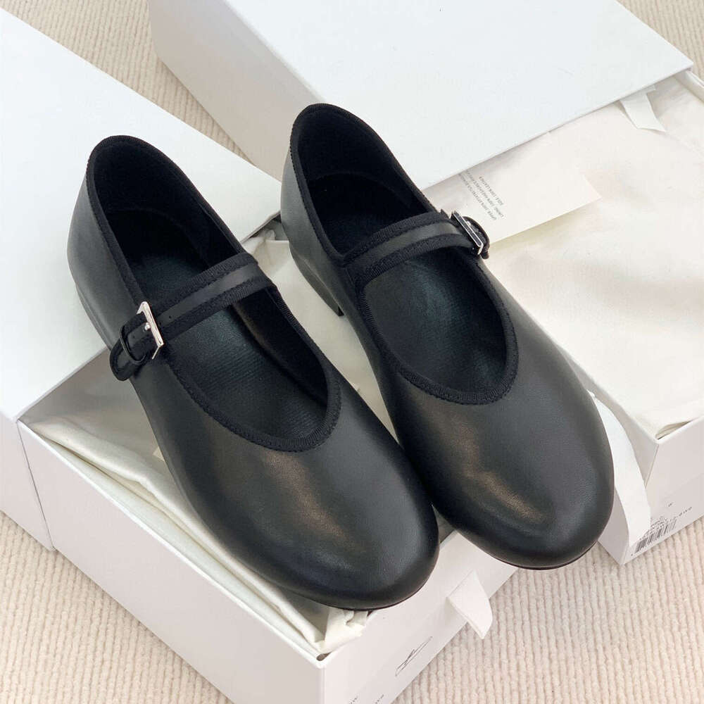 Genuine Leather Soft Surface Round Toe Flat Ballet One-Strap Mary Jane Women's Granny Single Shoes Spring Summer Style