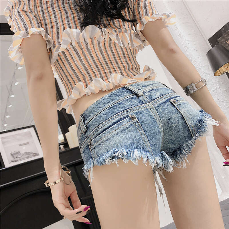 Shorts Women Denim Shorts Sexy Ultra Low Waist Denim Shorts Nightclub Internet Celebrity Hot Y K Spicy Girl Style Ripped Frayed Hem Women S Pants Jean