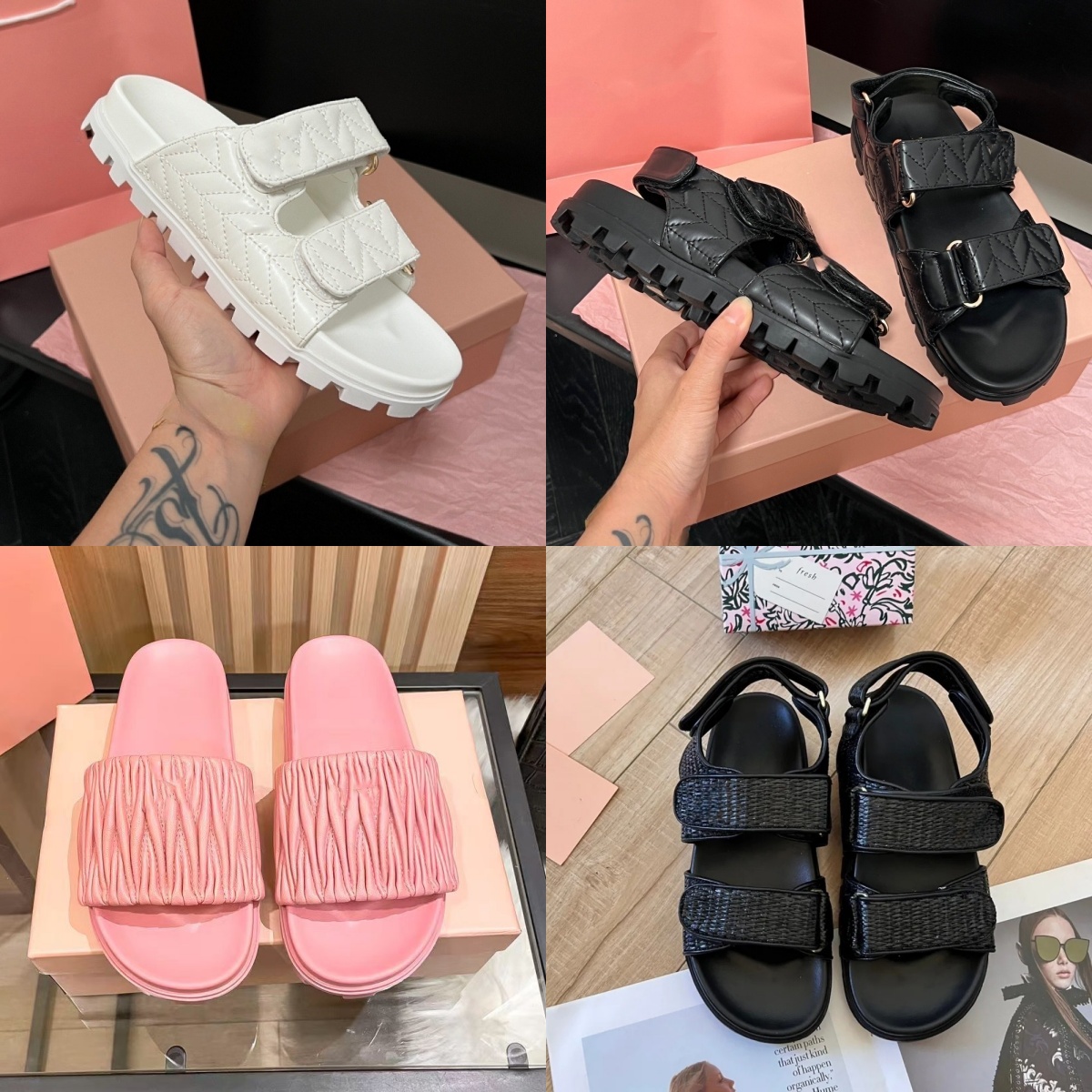 10A designer slippers sandles Sandals slides sandale mule Fashion beach sandal leather best quality Summer Slippers Flat Bottom Beach Slippers De