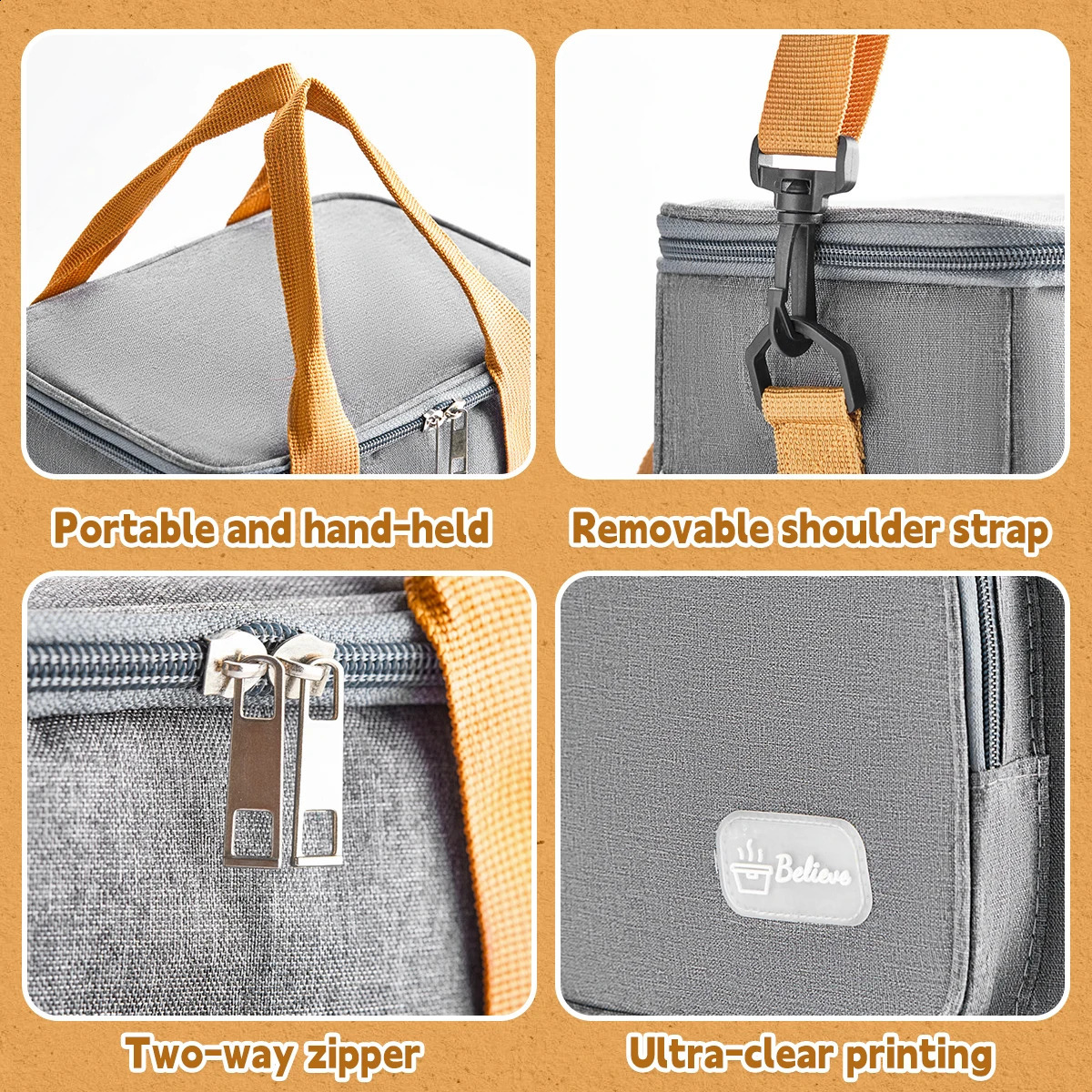 1pc Outdoor Thickened Lunch Box Bento Bag with High Square Insulation Freshkeeping Can Be Carried By Hand 250528