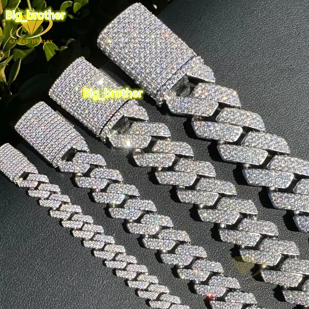 High Quality 2 Rows Prong Cuban Chain 8mm 12mm 16mm 20mm Iced Out Moissanite Cuban Bracelet Link Necklace Mens Hip Hop Jewelry