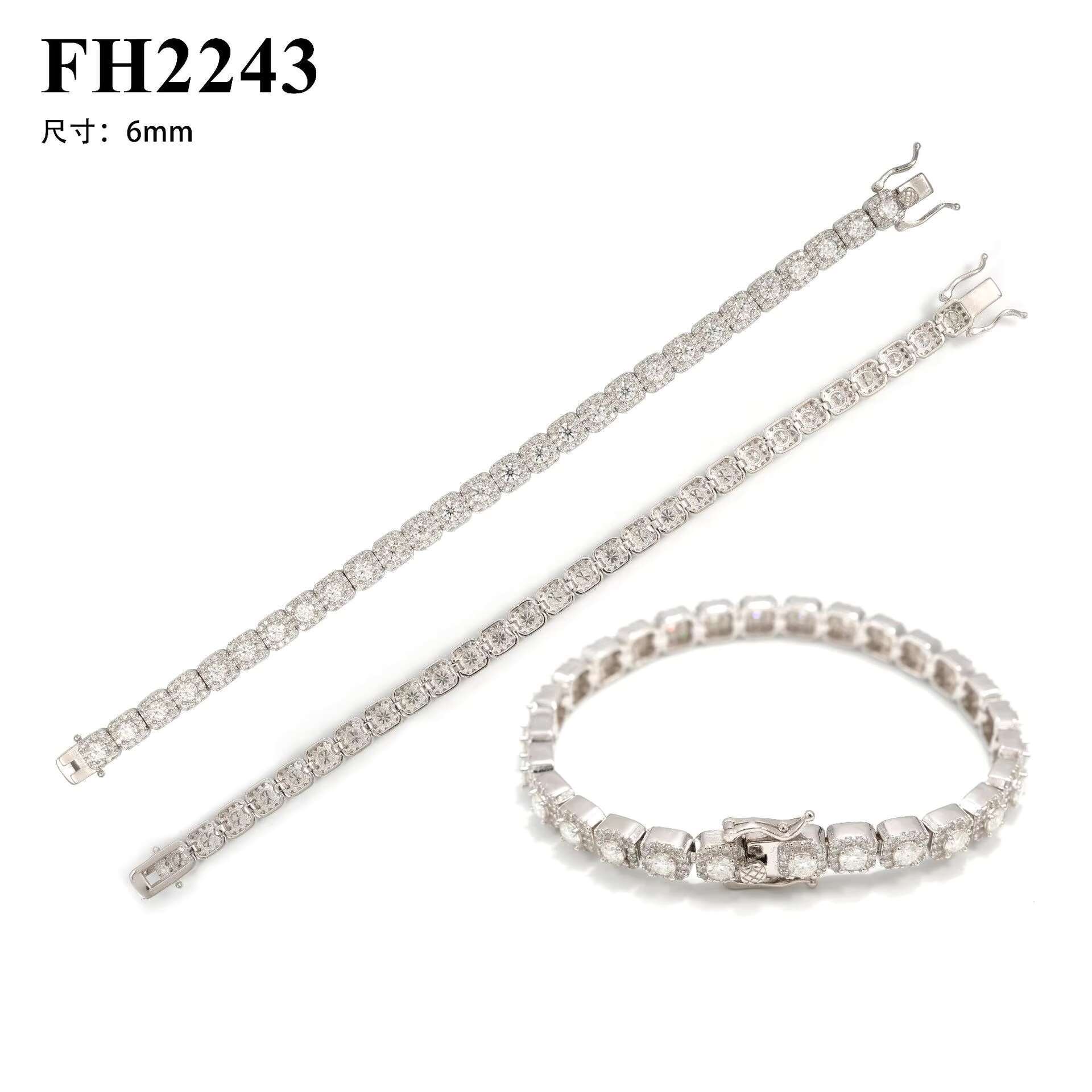 Hot New 925 Silver VVS Moissanite Necklace and 6mm Fashionable Hip-hop Joker Bracelet Cross-Border Best Seller